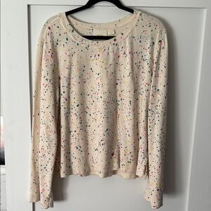 Cream Boxy Long Sleeve Tee with Rounded Neckline